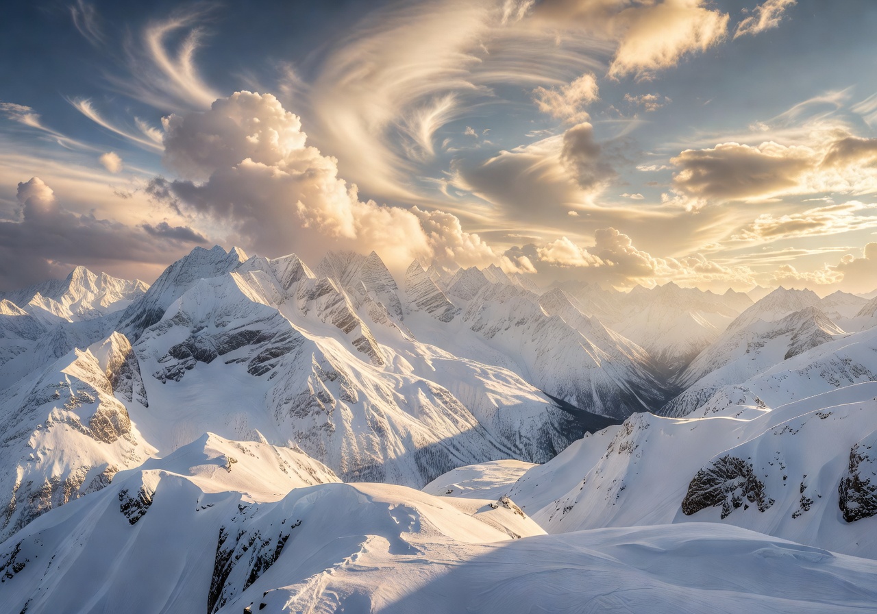 Snow covered mountains under scenic sky